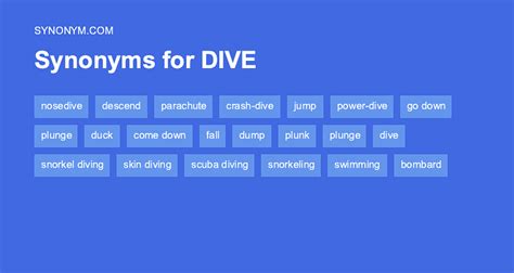 antonyms of dive|synonyms for diving into.